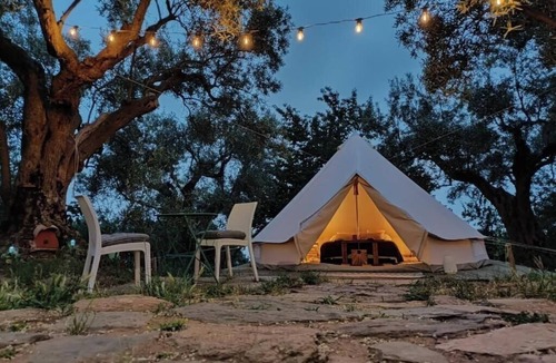 Falerna RV Rental | Boho Bell Tent for Couples | Olive Grove & Hanging Chair, Calabria