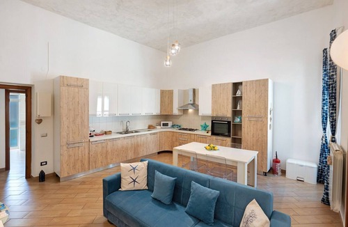 Historical Downtown Salerno Apartment | Light Blue House Apartment with Balcony, Wi-Fi, and Air Conditioning
