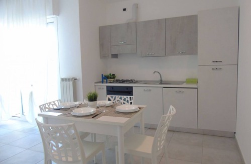 Pineto Apartment | Residence Prestige is born right in the heart of the city of Pineto, a few steps from the beach and the main street. Interno 5, on the fifth floor accessible by lift, is a two-room apartment composed by a living room with a kitchen with dishes, crockery,