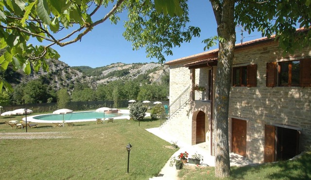 Accommodation in a cave with hot tub