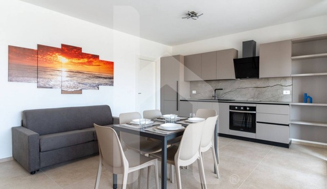 Holiday home ELEA is the 2025 novelty that will give you a holiday in Pineto but with the charm of a new modern construction, fresh and designed with all the comforts. The Talìa apartment has a large living room with kitchenette and sofa bed at the entr