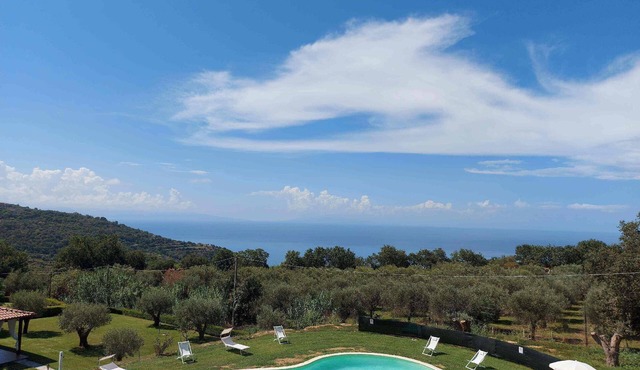 Villa surrounded by greenery with sea view swimming pool