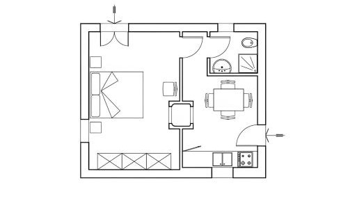 One-Bedroom Apartment with Garden View